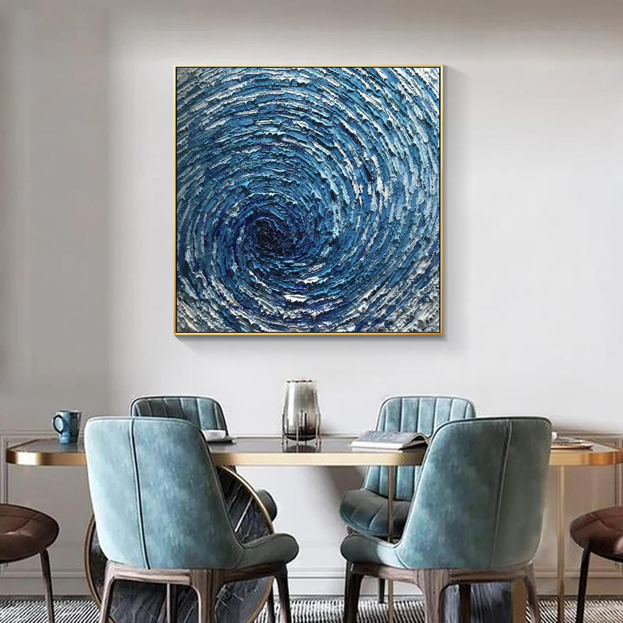 Amazon.co.jp: ブルー抽象ブルーテクスチャアートジークレー絵画